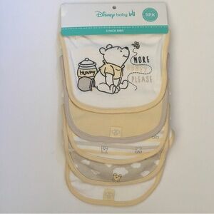 SOLD NEW 5 Bibs Winnie the Pooh Bear Theme Variety Pack | Disney Baby